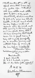 Stevensons personlige filosofi og liste over Desiderata for et lykkelig liv, 1873